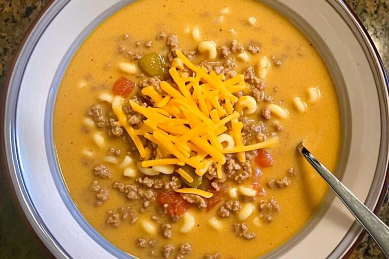 Ultimate One-Pot Macaroni Cheeseburger Soup