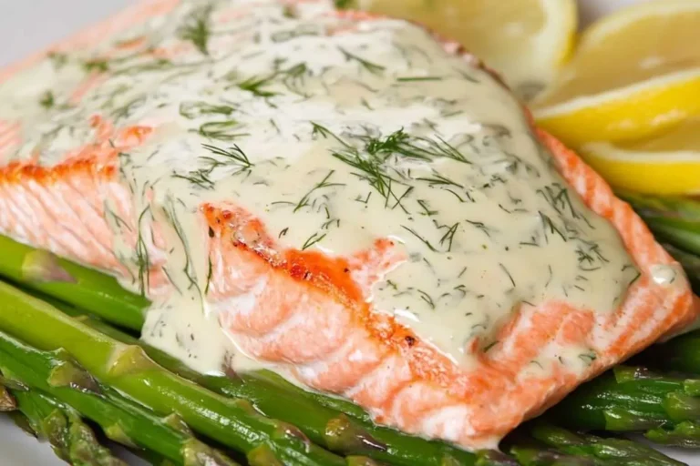 Baked Salmon with Lemon-Dill Sauce and Asparagus