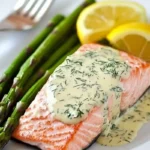 Baked Salmon with Lemon-Dill Sauce and Asparagus