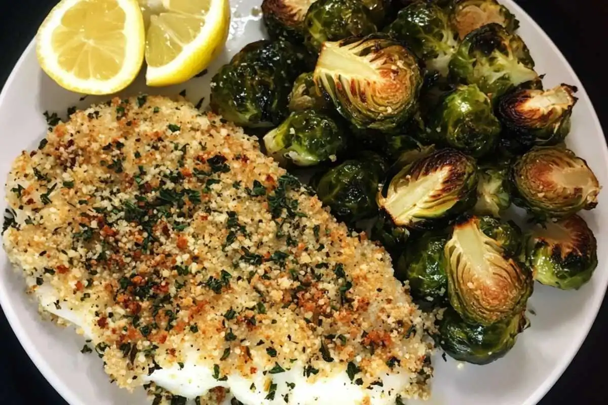 The Perfect Herb-Crusted Cod with Roasted Brussels Sprouts (A Family-Friendly Seafood Success!)