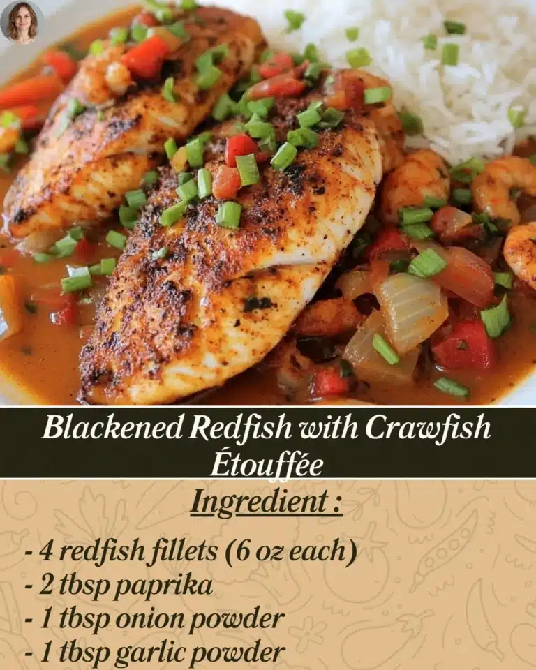 Featured image for Blackened Redfish with Crawfish Étouffée