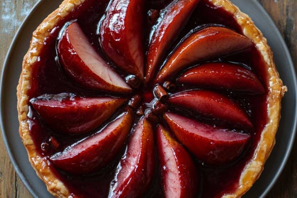 Wine Poached Pear Tart