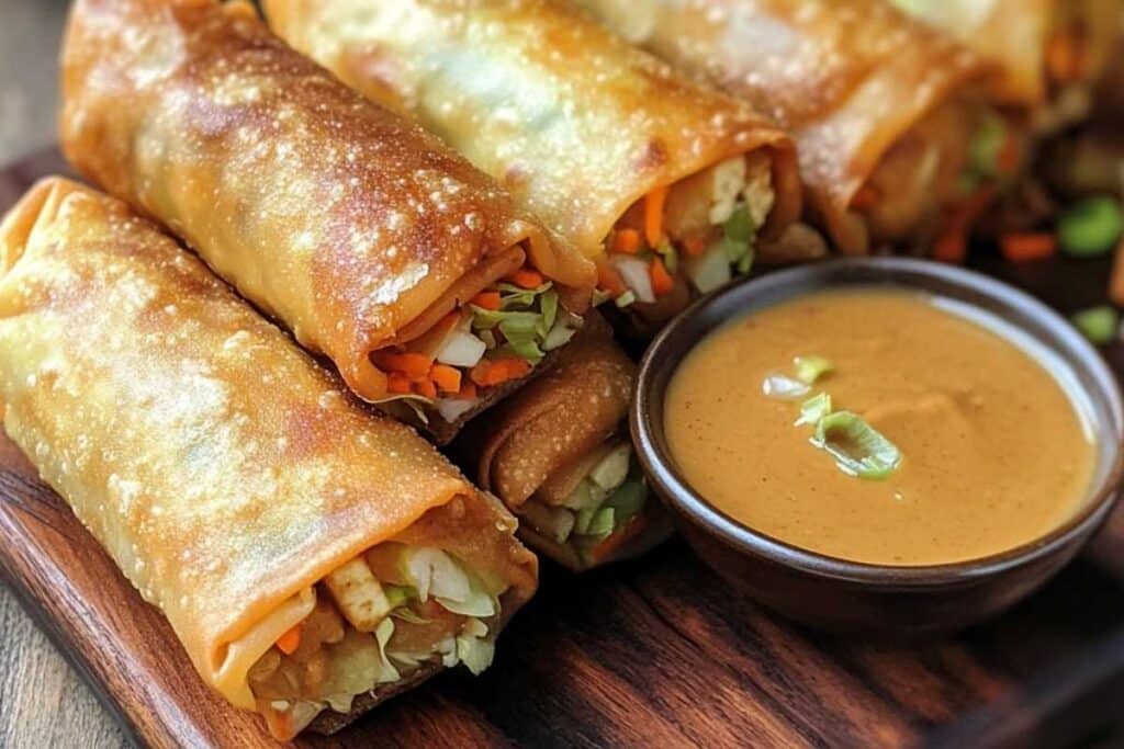 Crispy Tofu Spring Rolls with Peanut Dipping Sauce Recipe