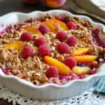Featured image for Peach Melba Crisp with Fresh Peaches and Raspberries