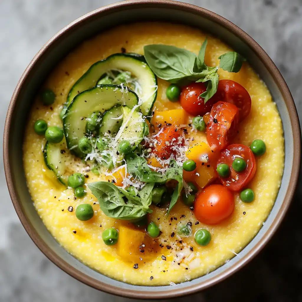 Featured image for Creamy Polenta with Spring Vegetable Ragout
